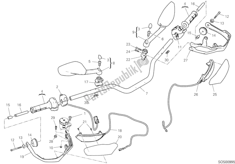 Todas las partes para Manillar de Ducati Multistrada 950 S SW USA 2020